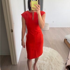 [Zara] Vibrant Orange Midi Sheath Dress